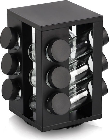 Gewürzgläser Metallisch auf Drehend Basis Transparent 12Stücke