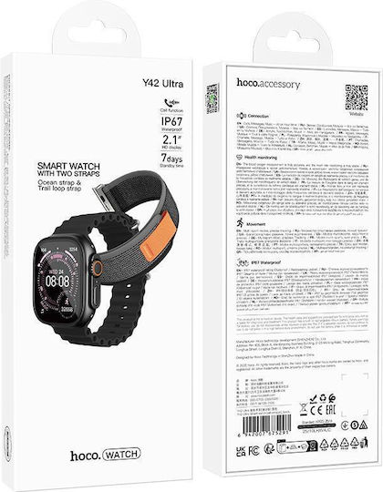 Hoco Y42 ULTRA 49mm Smartwatch with Heart Rate Monitor Black