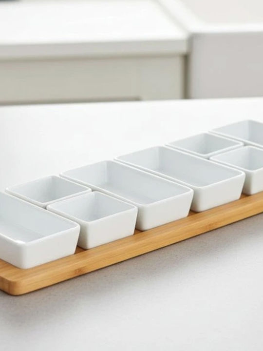Excellent Houseware Porcelain White Appetizer Stand 9 Pieces