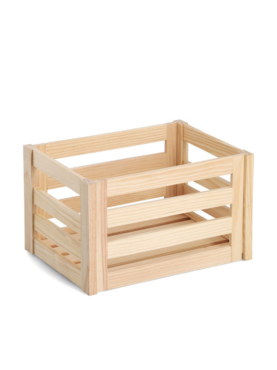 Wooden Storage Box with Lid Beige 40x30x24cm