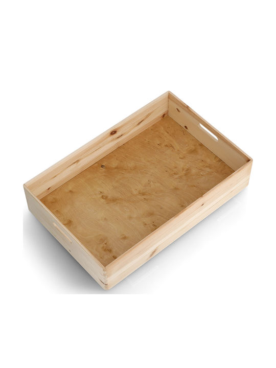 Ξύλινο Κουτί Αποθήκευσης με Καπάκι Μπεζ 60x40x15cm