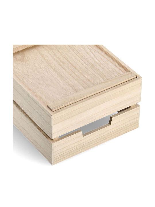 Ξύλινο Κουτί Αποθήκευσης με Καπάκι Μπεζ 28x24x14.5cm
