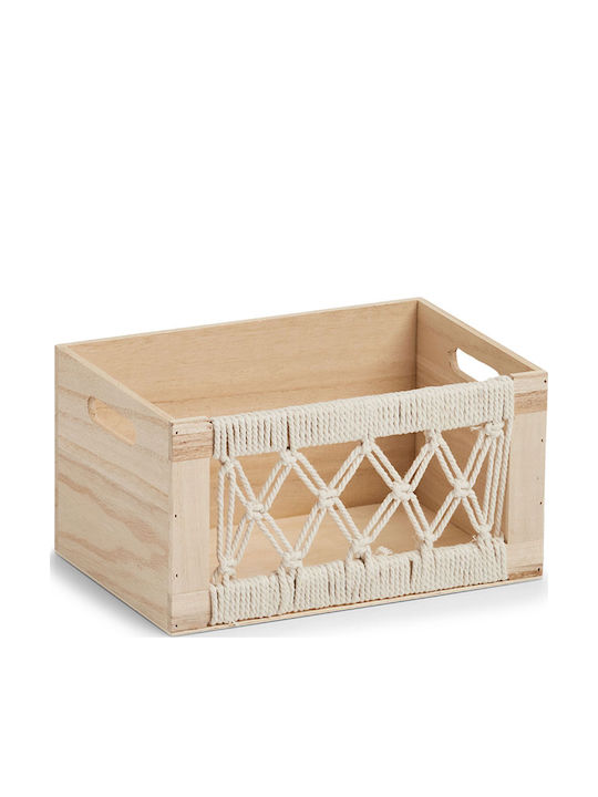 Wooden Storage Box with Lid Beige 30x20x16cm
