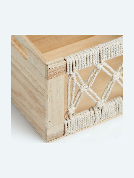 Wooden Storage Box with Lid Beige 30x20x16cm