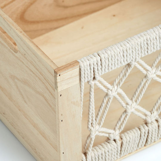 Hölzernes Aufbewahrungsbox mit Deckel Beiges 35x25x18cm