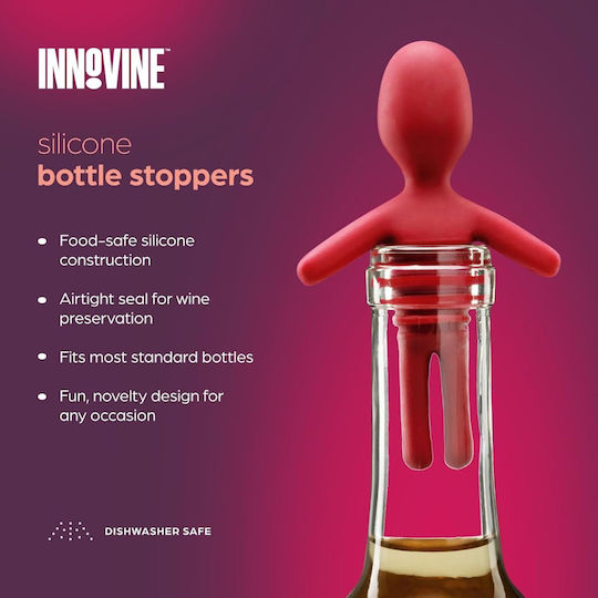 Innovine Set 2 Pieces Bottle Stoppers Silicone Little People Blue & Red