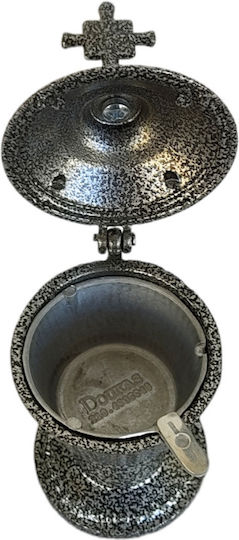 Memorial Censer Round Color Gray Hammered 20x8 cm