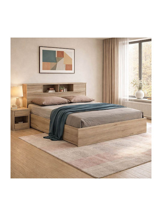 Olympus Double Bed Wooden Natural With Slats For Mattress 160x200cm