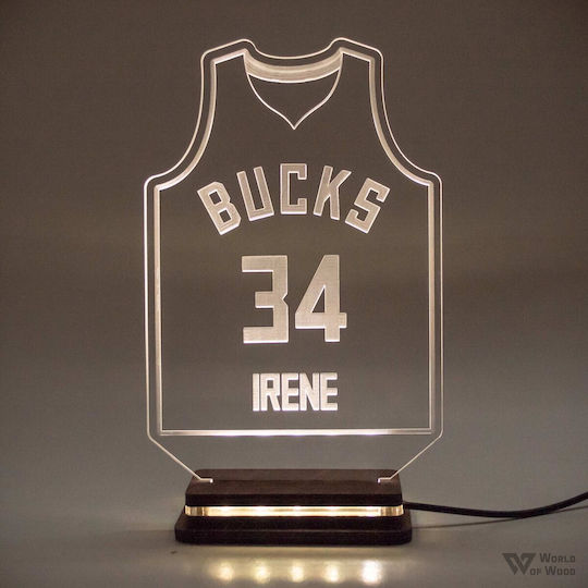 World of Wood Dekorative Tischlampe Basketball Trikot Mit Nummer Und Namen LED World of Wood Dekorative Tischlampe Basketball Trikot Mit Nummer Und Namen LED