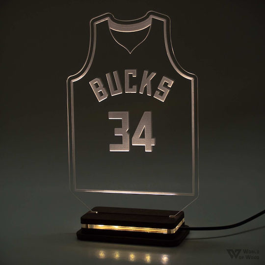 World of Wood Decorative Table Lamp NBA Jersey With LED Logo 22x14cm
