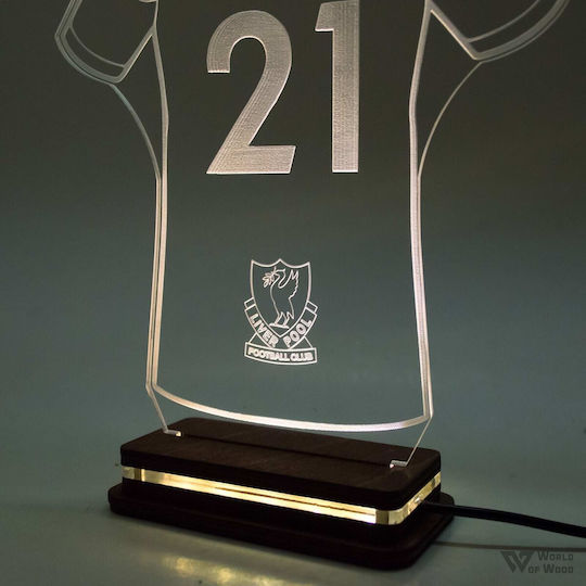 World of Wood Decorative Table Lamp Football Jersey With LED Logo 22x15cm