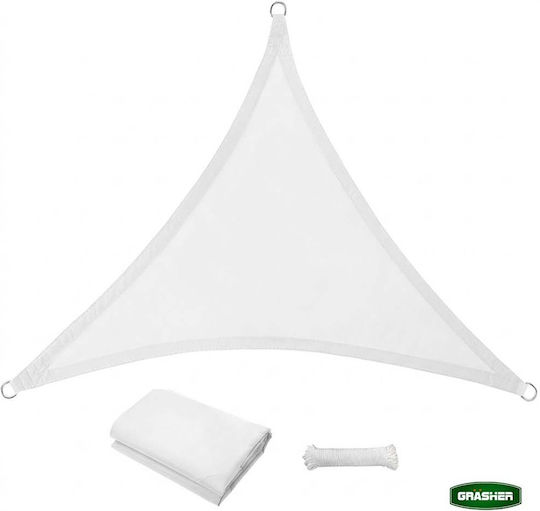 Grasher Pânză De Umbrire Triunghiulară Albă Cu Inele 5x5m 180gr/m²