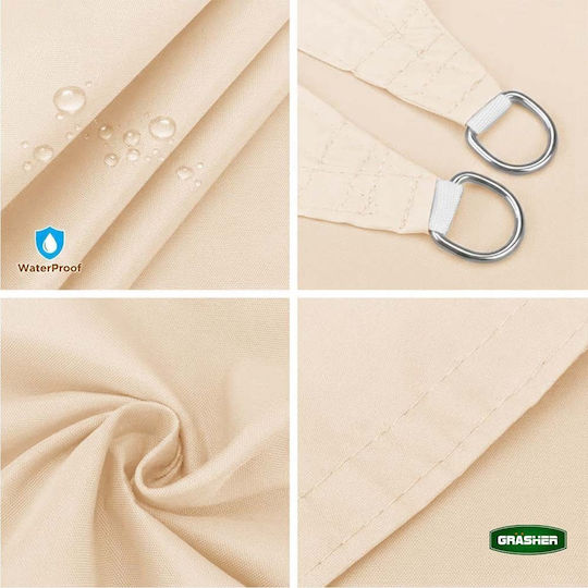 Grasher Pânză De Umbrire Pătrată Ecru Cu Inele 5x5m 180gr/m²