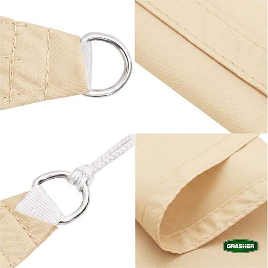 Grasher Триъгълен Сенник Екрю с Халки 5x5m 180gr/m²