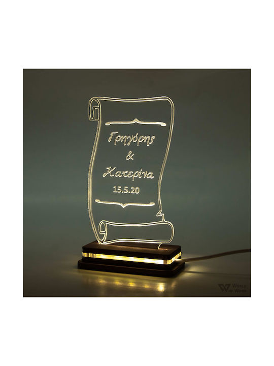 World of Wood Decorative Table Lamp Papyrus LED Warm White Love 10x18cm