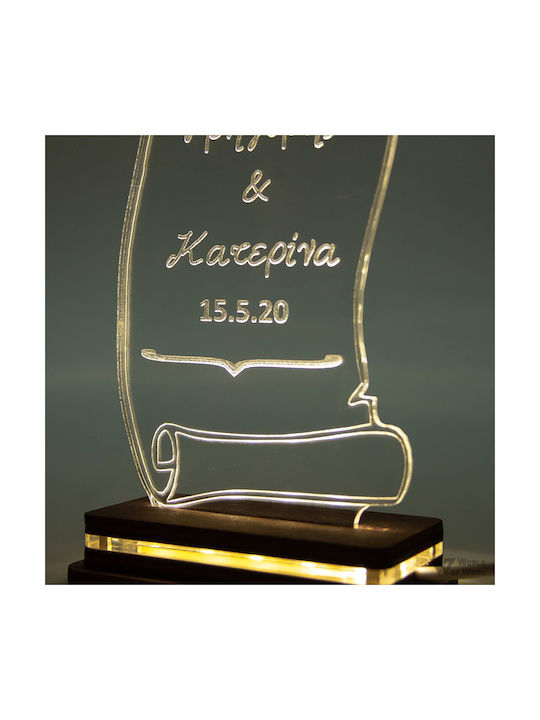 World of Wood Decorative Table Lamp Papyrus LED Warm White Love 10x18cm