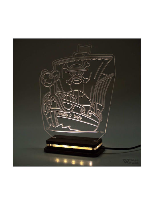 World of Wood Decorative Table Lamp One Piece Pirate Ship Logo LED 19x17cm