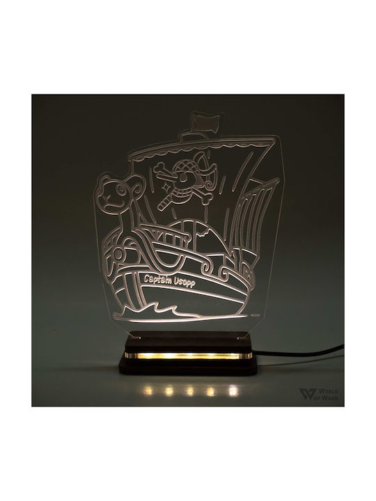 World of Wood Decorative Table Lamp One Piece Pirate Ship Logo LED 19x17cm