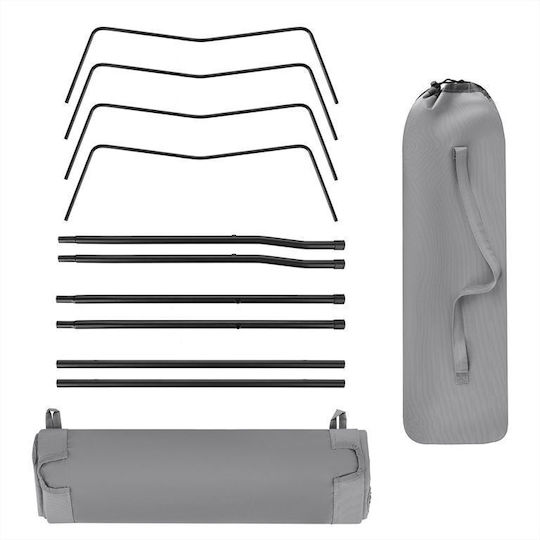 Πτυσσόμενο Κρεβάτι/Ράντζο Εκστρατείας Μονό Γκρι 190x60εκ.