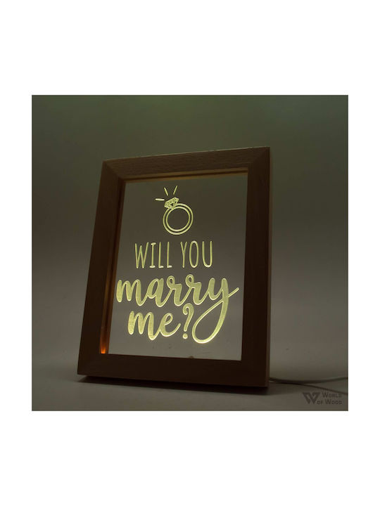World of Wood Decorative Table Lamp Will You Merry Me LED Love