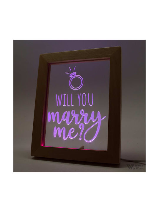 World of Wood Decorative Table Lamp Will You Merry Me LED Love
