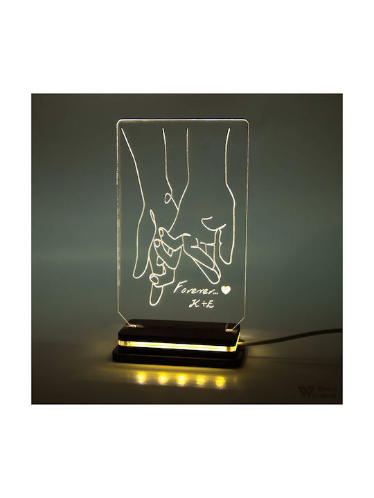 World of Wood Decorative Table Lamp Take My Hand LED Warm White Love 11x19cm