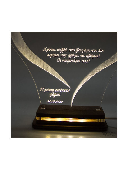 World of Wood Dekoratives Tischlicht LED Warmes Weiß Herz 21x20cm