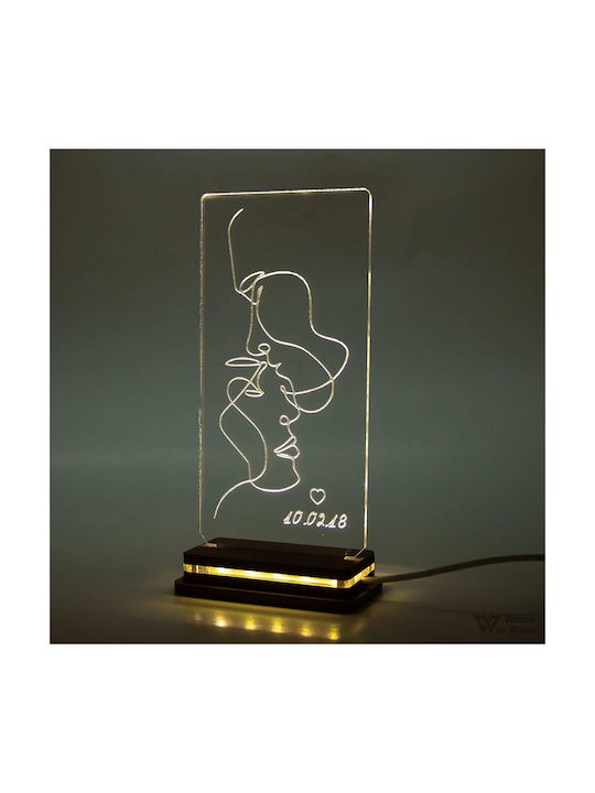 World of Wood Decorative Table Lamp Abstract Kiss LED Warm White Love 22x10cm