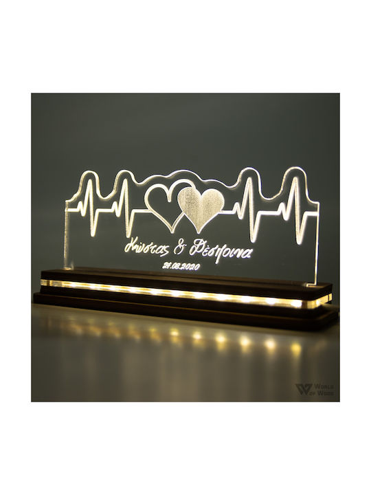 World of Wood Decorative Table Lamp Hearts With Pulse LED Warm White Love 10x20cm