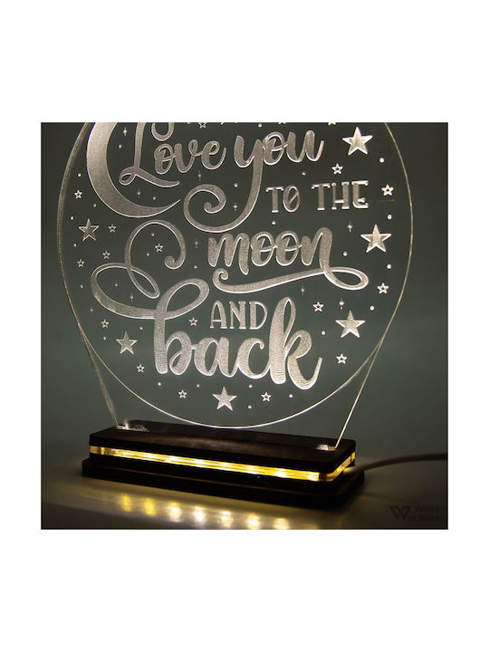 World of Wood Decorative Table Lamp To The Moon And Back LED Warm White Love 20x18cm
