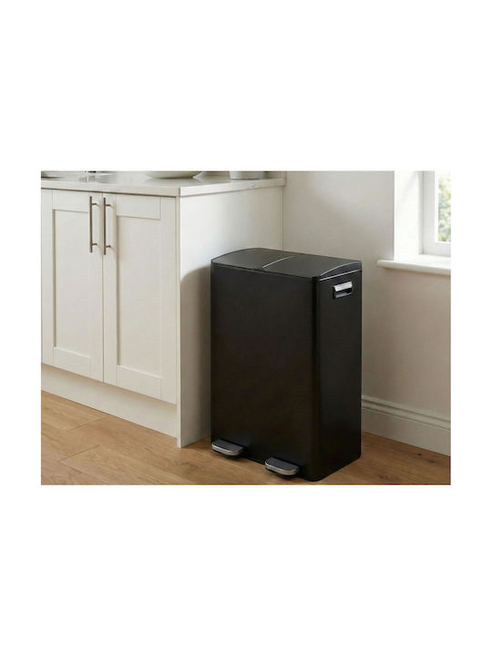 Excellent Houseware Metallic Waste Bin with Pedal Black 30lt