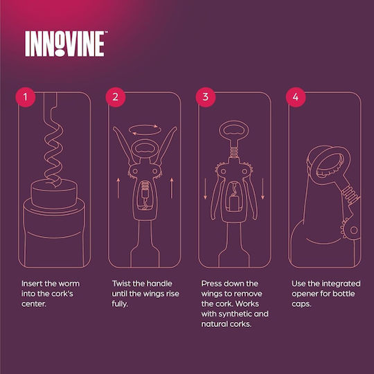 Innovine Pro Corkscrew Double Lever & Ergonomic Handles Black Silver