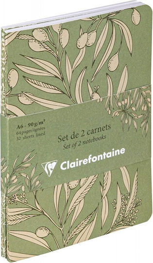 Clairefontaine Set Of 2 Notebooks A6 32 Sheets With White Pages White GREEN