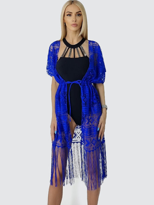 Kimono De Plajă Pentru Femei Albastru