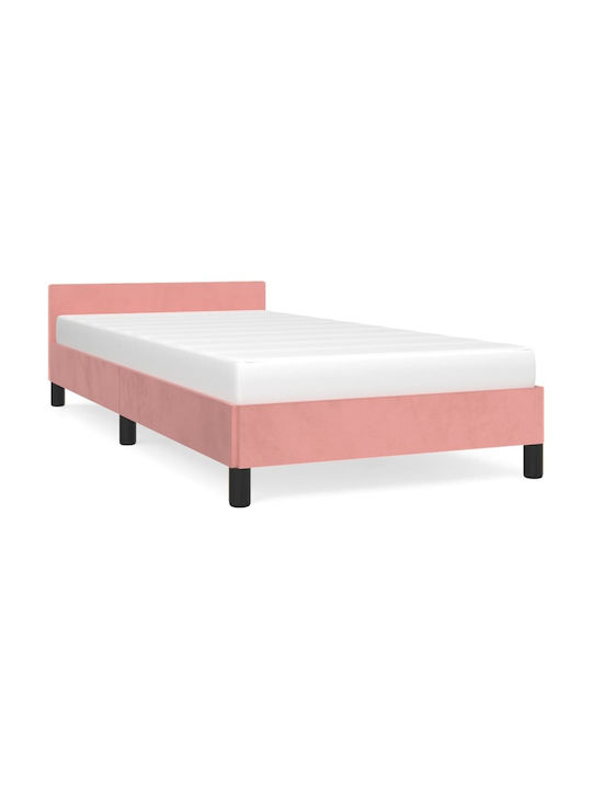 Single Upholstered Bed with Fabric Pink for Mattress 90x200cm