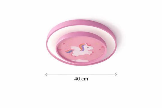 Kids Wall Light Unicorn Pink Led Double With Remote Control 40x40cm