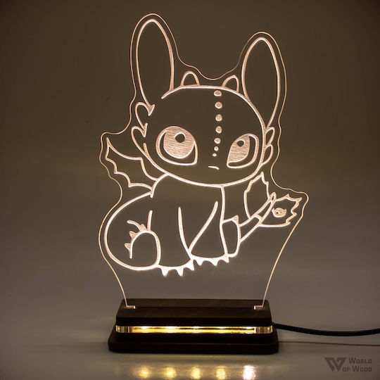 World of Wood Led Kids Decorative Lamp Yellow 20x14cm