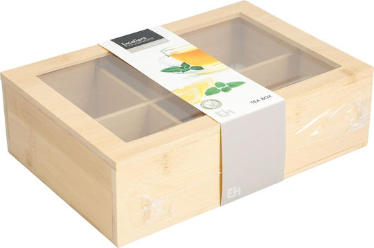 Box for Tea Coffee with Lid Wooden Transparent 16x7x24cm