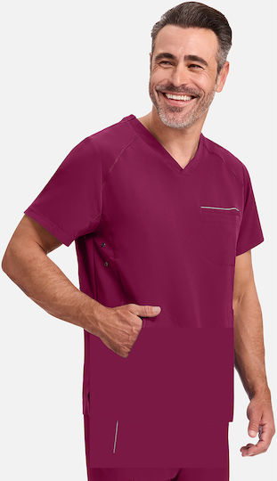 Healing Hands Steven Male Medical Blouse Burgundy
