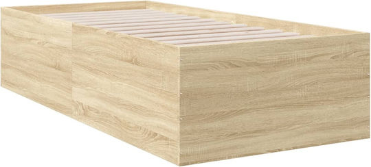 Wooden Single Bed Mattress Base Beige with Slats for Mattress 75x190cm