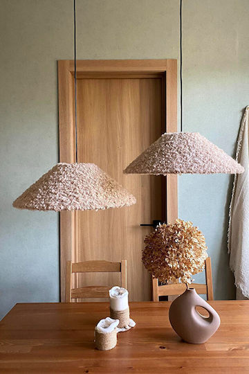 Scandinavian Boho Ceiling Pendant Light Shade Bouclé Cream 38x60cm