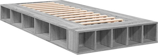 Single Bed Frame Wooden Grey Sonoma with Slats for Mattress 75x190cm