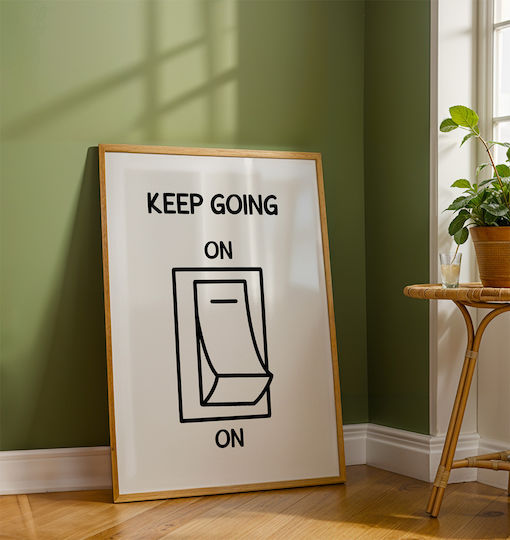 Quote Poster Keep Going On Pq175 21cm X 30cm Κορνίζα Φυσικό Ξύλου Μπεζ