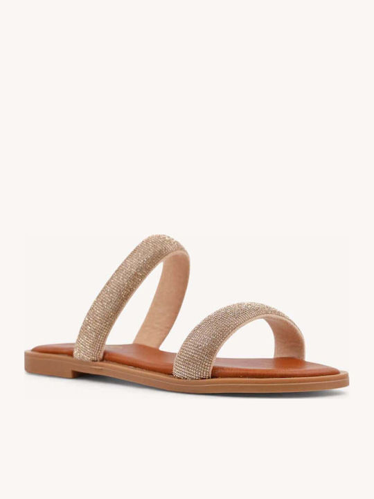 Bronze Double Strap Glitter Sandals