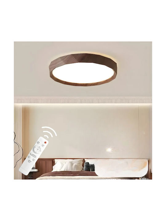 Ceiling Light Antik Wood Dark Walnut Led With Remote Control 40x40x15cm