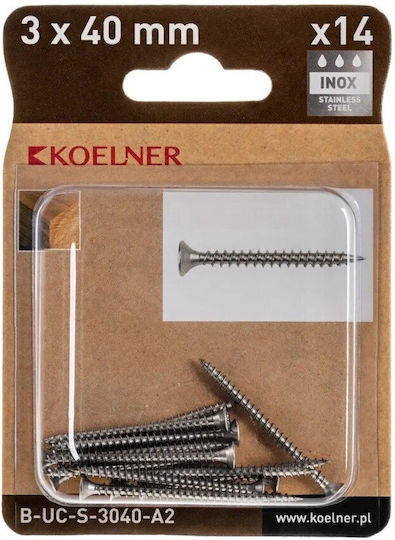 Koelner Şurub Inox cu Diametru M3 şi Lungime 40mm 14 Bucăţi