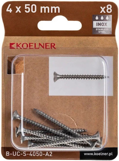 Koelner Şurub Inox Cu Diametru M4 Şi Lungime 50mm 8 Bucăţi