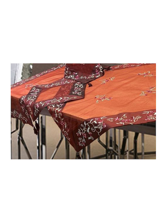 Linea Home Kariert Tischdecke mit Stickerei Set 7 Stück Grape Grau