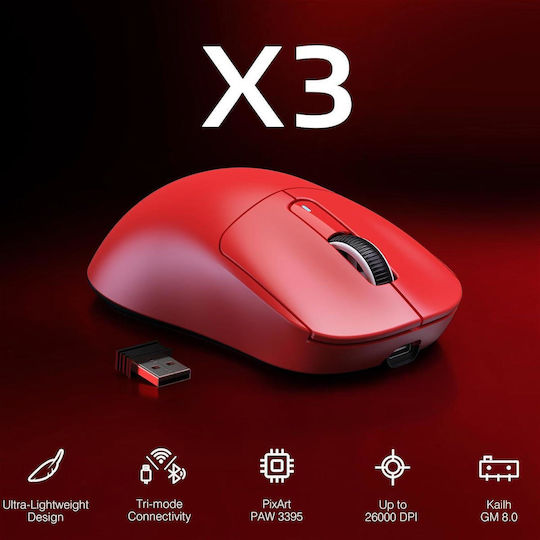 Darmoshark X3 Ασύρματο Gaming Ποντίκι Κόκκινο