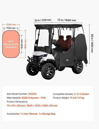 Golf Cart Cover Vevor Visible Full Enclosure Golf Cart 2&2+2 Passengers Waterproof Car Cover Oxford Fabric Oxford 600d Fits Most Club Car Yamaha Ezgo Honda PVC Coating & Windproof Design
